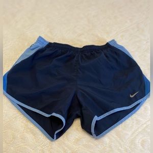 NIKE S Womens DRI FIT Dark Blue Running Athletic Shorts Lined with media Pocket